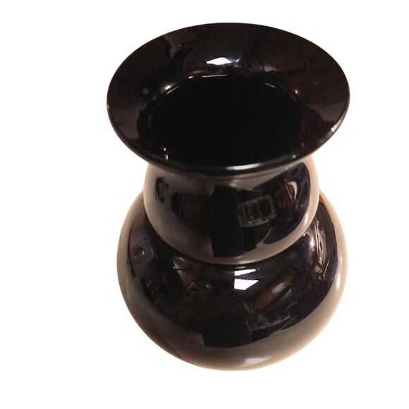 Jet Black Hand Blown Glass Vase Heavy, Thick. Great for Halloween 🎃 - Picture 3 of 7